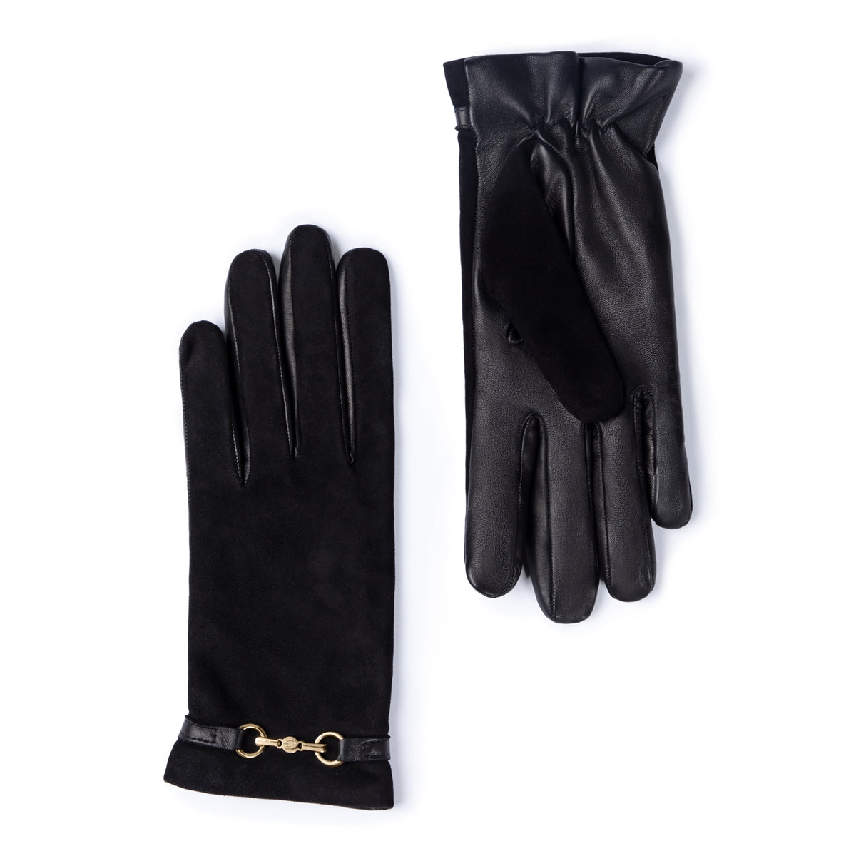 Isabel Bernard Honoré Marcelia black goatskin suéde leather gloves IB67001-101-7.5