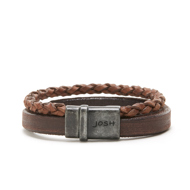 Josh Vintage Hommes Bracelet Marron 09264-BRA-VB/BROWN/L-zoom-