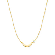 Violet Hamden Luna Collier en Argent 925 Sterling Plaqué Or avec Lune et Pierre de Zircon Blanc VH340046
