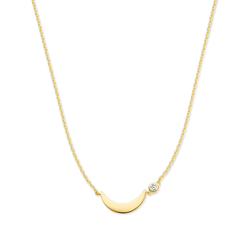 Violet Hamden Luna Collier en Argent 925 Sterling Plaqué Or avec Lune et Pierre de Zircon Blanc VH340046-zoom-