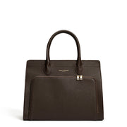 Isabel Bernard Honoré Nadine marron foncé sac à main en cuir de veau avec compartiment pour ordinateur portable 13 pouces IB25110-031-13