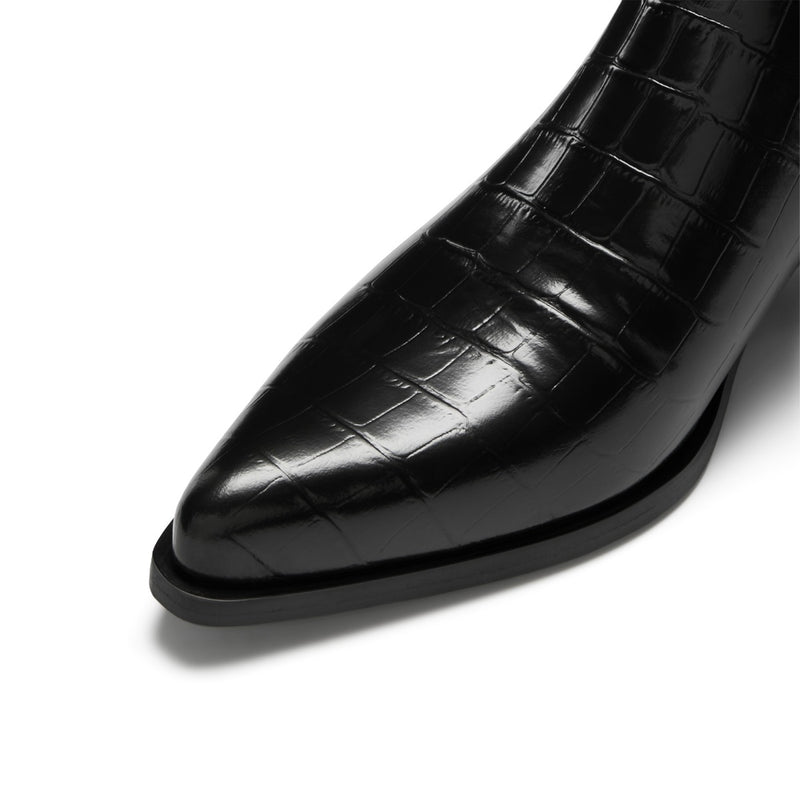 Isabel Bernard Bottes Amandine en cuir de veau noir croco IB53010-201-36-zoom-