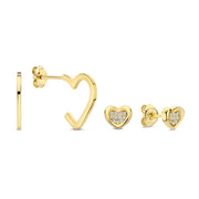 Beloro Jewels Regalo d'Amore ensemble cadeau boucles d'oreilles en or 9 carats avec cœur BO90051