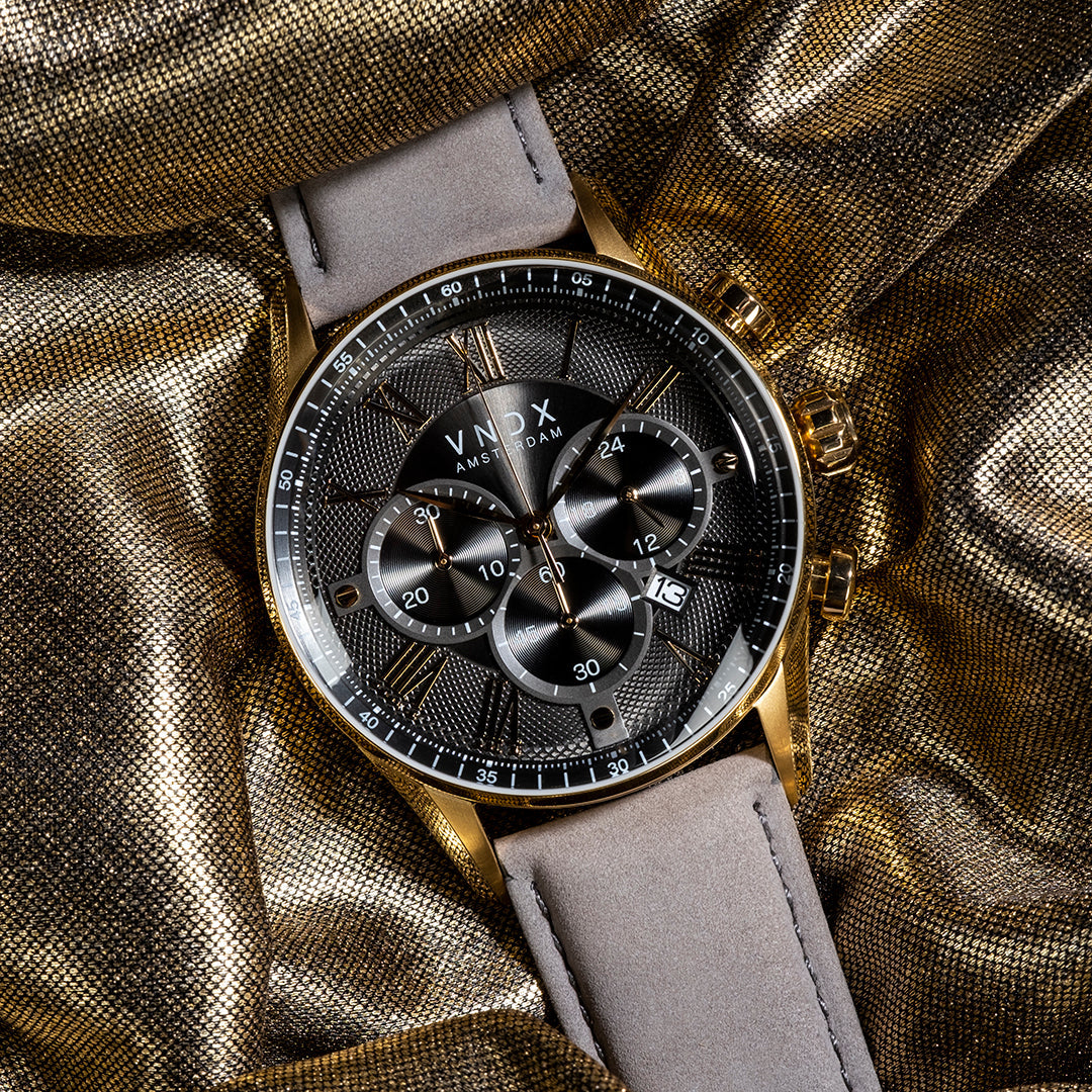 VNDX The Chief Gold Leder Grey Men's Watch 2003-LD33056-16