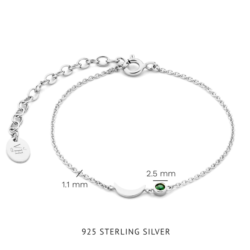 Violet Hamden Luna Bracelet en Argent 925 Sterling avec Lune et Pierre de Zircon Vert VH320030-zoom-