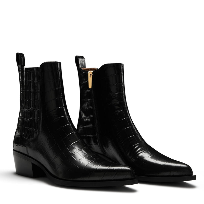Isabel Bernard Bottes Amandine en cuir de veau noir croco IB53010-201-36-zoom-