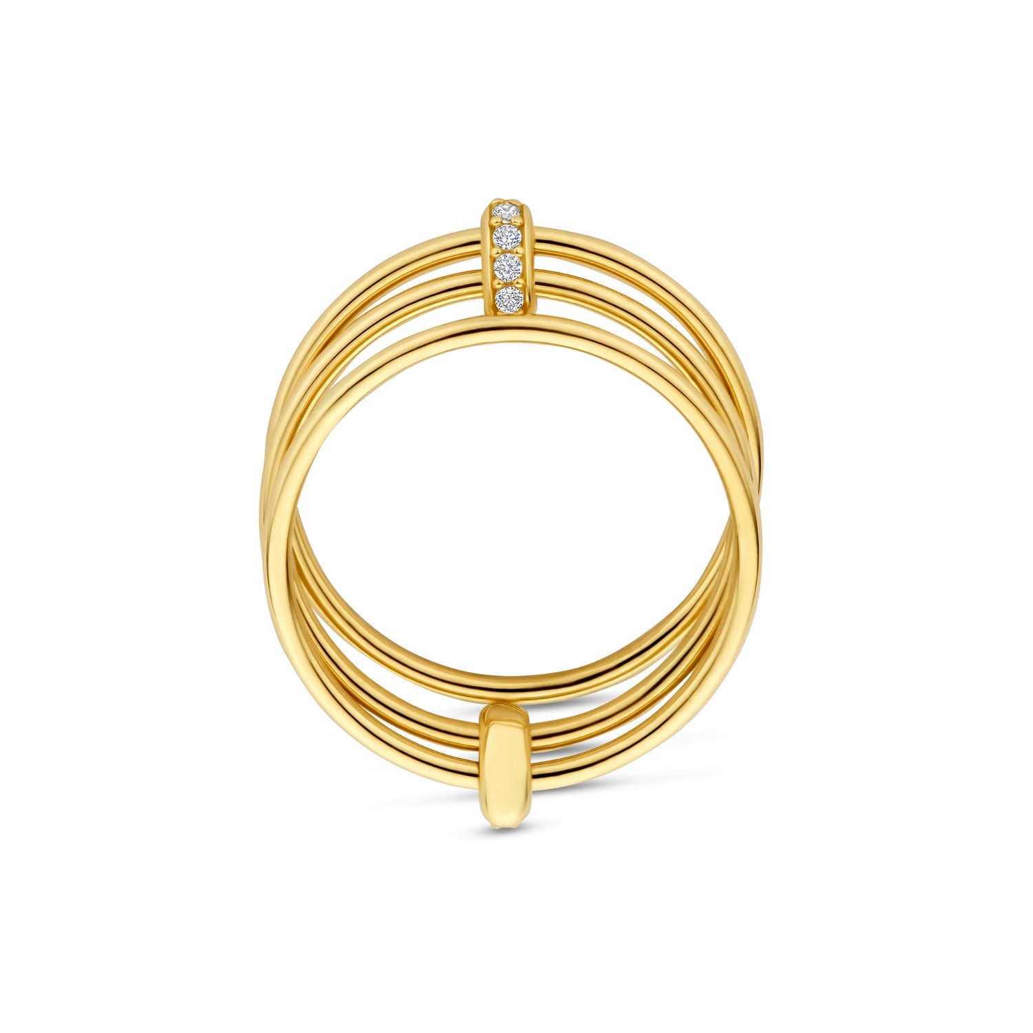 Isabel Bernard Cour d'Honneur Adora 14 karat golden 3-piece multiring with zirkonia stones IB330105-52