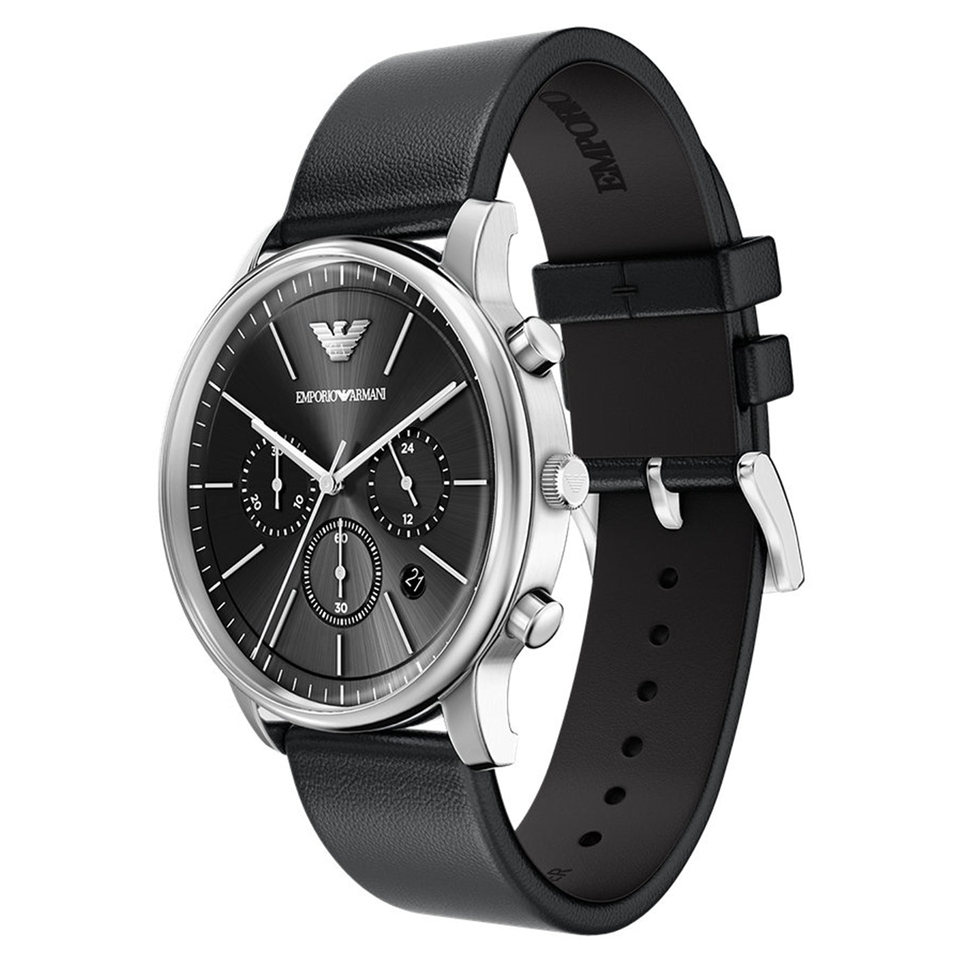 Emporio Armani Round Black Dial Watch AR11774