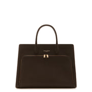 Isabel Bernard Sac à main Nadine en cuir de veau marron avec compartiment pour ordinateur portable IB25087
