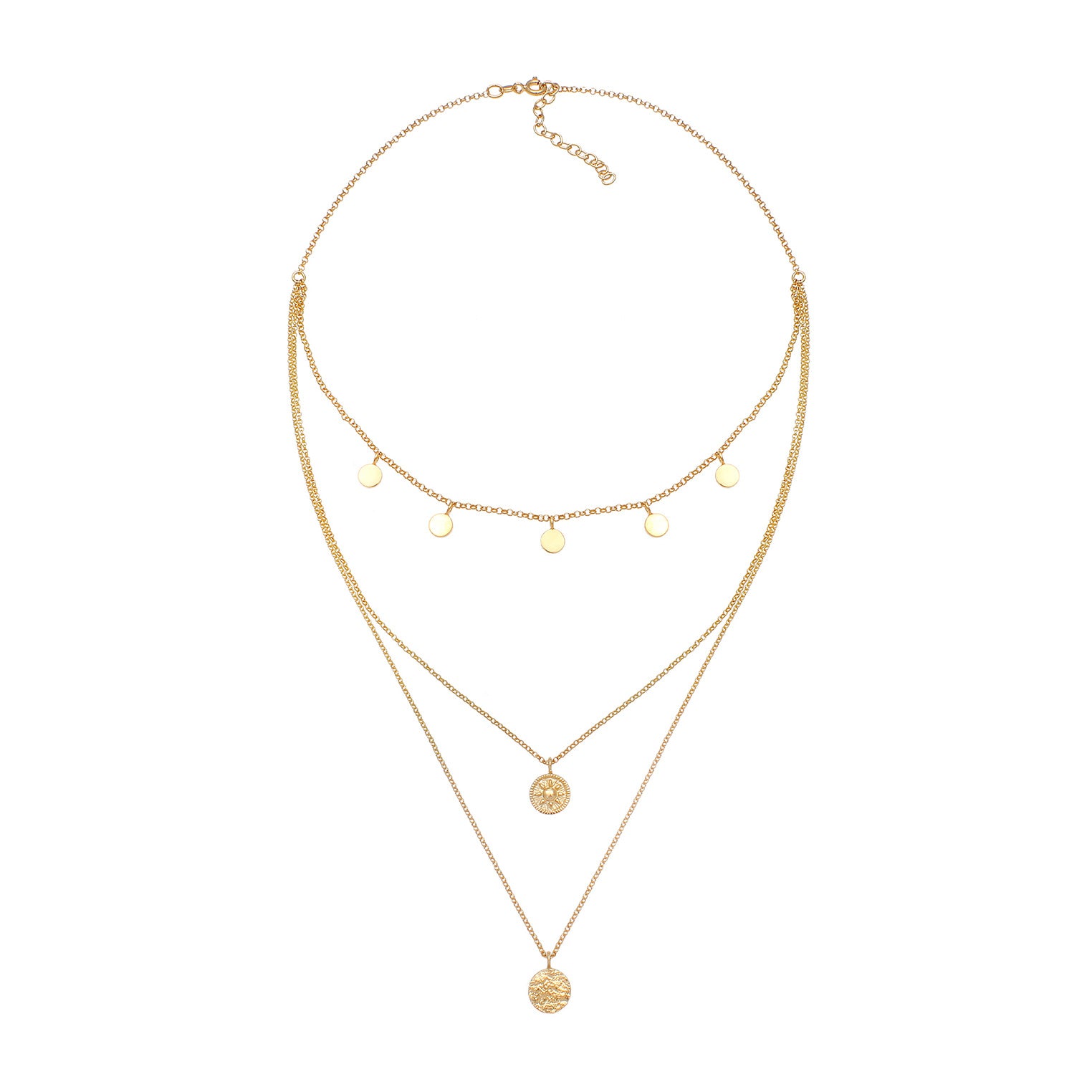 Elli 925 Sterling Silver Layered Choker with Coin 2004-BF-0007784-001