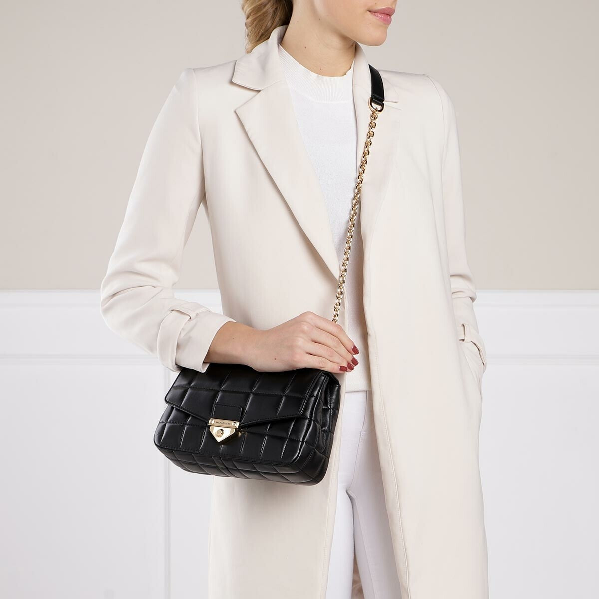 Michael Kors Soho Zwarte Kalfsleren Crossbody Tas 30F0G1SL3L-001