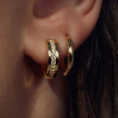 Parte Di Me Ponte Vecchio Santa Trinita 925 sterling Silver gold plated Hoop Earrings PDM36107