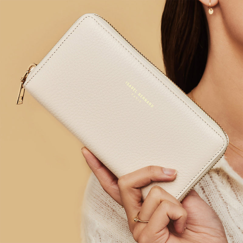 Isabel Bernard Honoré Femmes Portefeuille Zippé Beige IB23012-zoom-