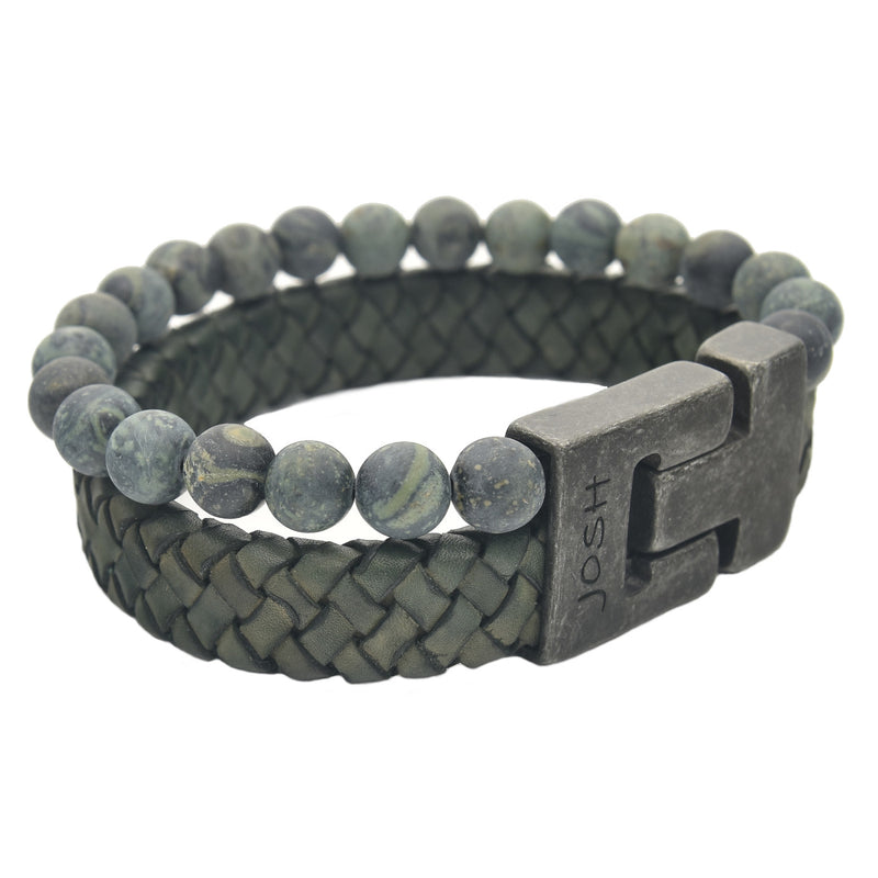 Josh Vintage Bracelet Vert 24966-BRA-VB/GREEN/M-zoom-