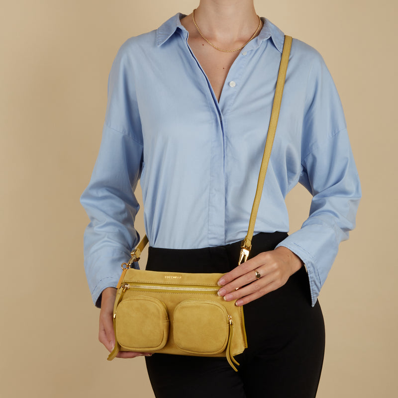 Coccinelle Hyle Suede Sac à Main Jaune E1PH7180201G09-zoom-