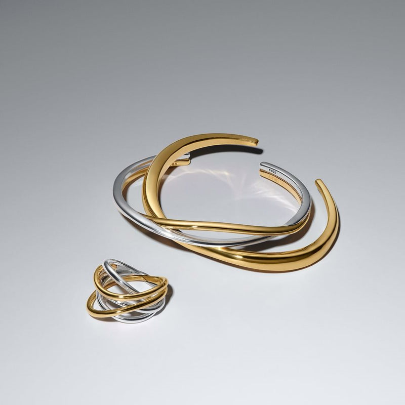 Pandora Essence Jonc Ouvert Entwined Bicolore Plaqué Or 564656C00-zoom-