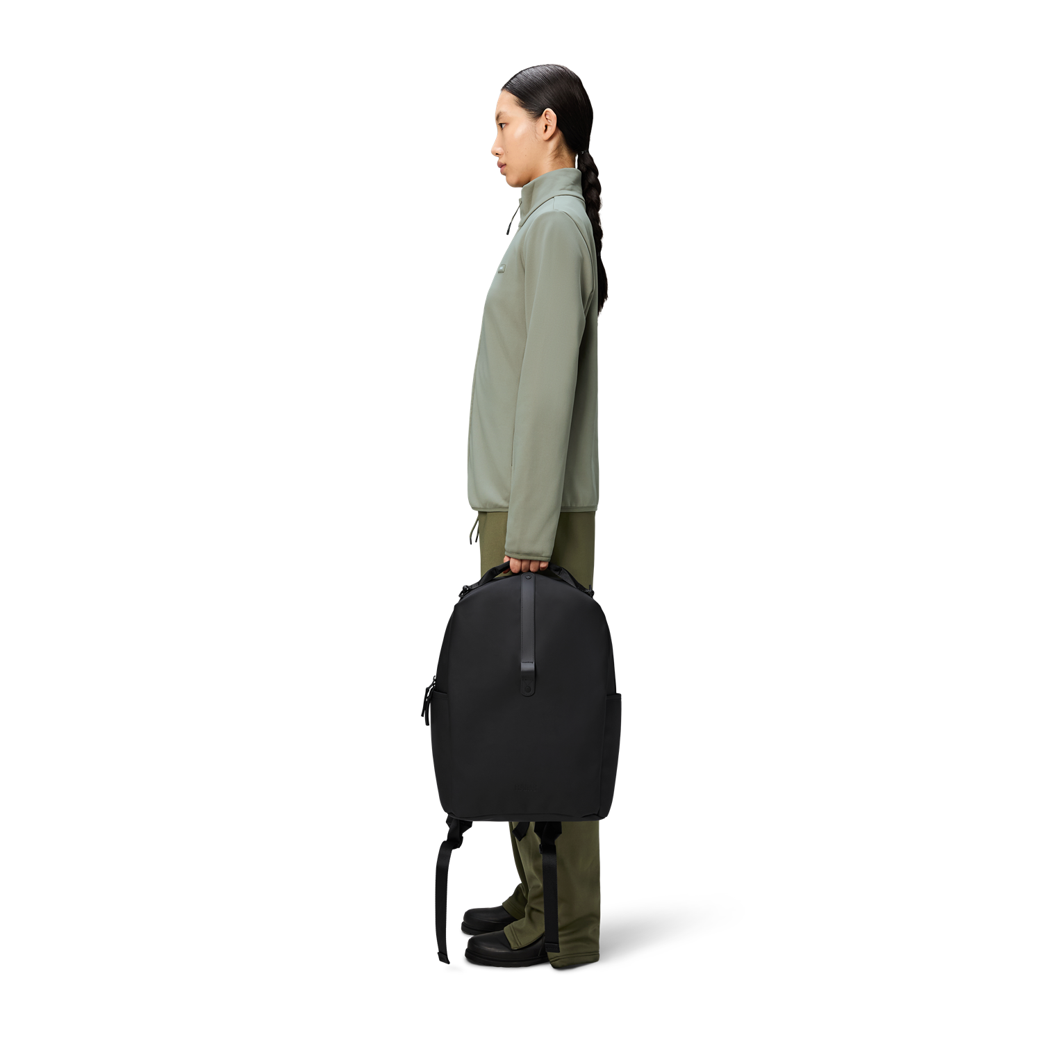 Rains Black Clip Front Backpack R14890-01