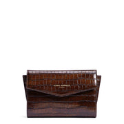 Isabel Bernard Honoré Lina Pochette Croco Marron Avec Chaîne D’Épaule Amovible IB21135-230