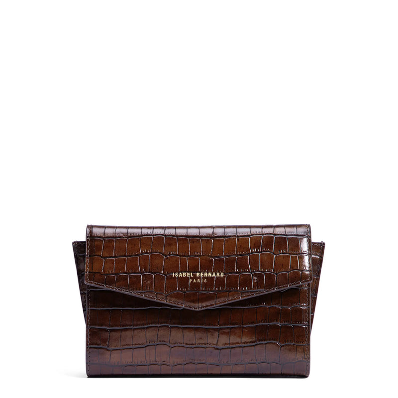 Isabel Bernard Honoré Lina Pochette Croco Marron Avec Chaîne D’Épaule Amovible IB21135-230-zoom-