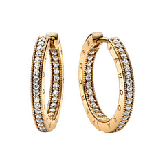Pandora Signature Logo & Pavé Hoop Earrings Earrings 262738C01with14 Carat Gold Plating