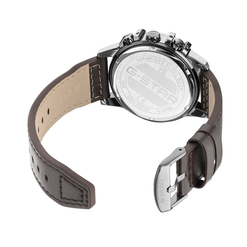 G-STAR Bend3D Montre Homme Verte avec Bracelet en Cuir Marron GSW.505.03-zoom-