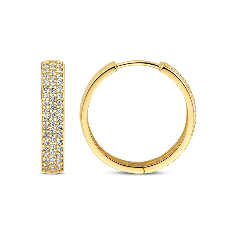 Beloro Jewels Monte Napoleone Boucles d'oreilles créoles Monte Napoleone Stella en or 9 carats avec zircone BO360087-zoom-