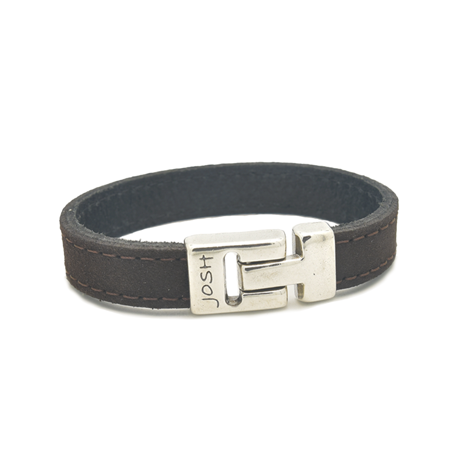 Josh Brown Leather Bracelet 25037SL/BRWN/MED
