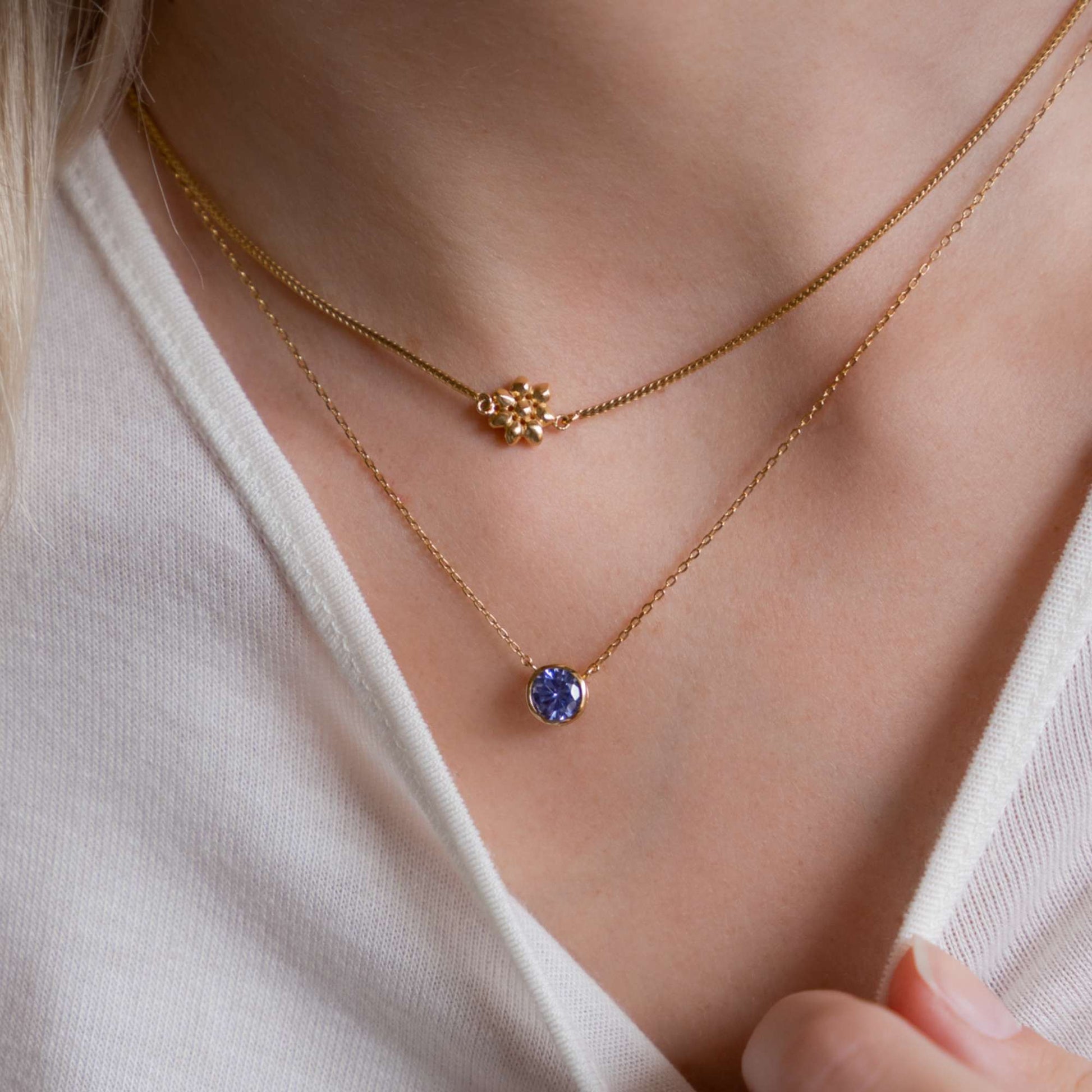 Violet Hamden Venus 925 Sterling Silver Gold-coloured Necklace with Birthstone VH340010-DEC