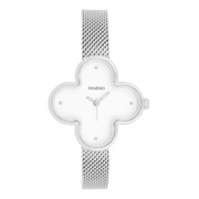 OOZOO Timepieces Montre Femme Trèfle Argenté et Blanc C11525
