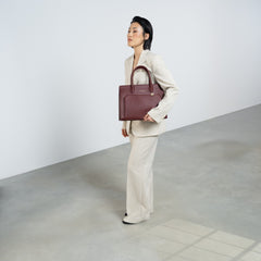 Isabel Bernard Honoré Nadine bordeaux red calfskin leather handbag with 13 inch laptop compartment IB25110-052-13