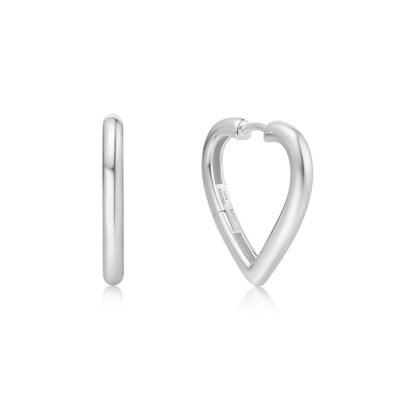 Ania Haie Sunny Sparkler Boucles D'Oreilles Créoles Argentées En Forme De Cœur Moyen AH-E064-03H-zoom-
