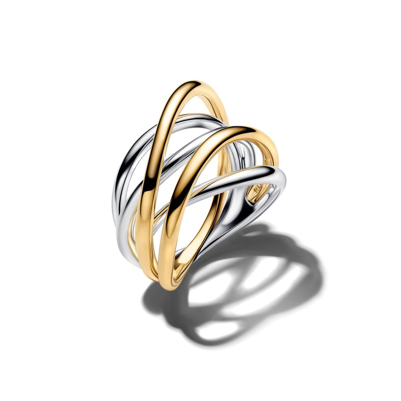 Pandora Essence Bague Bande Entwined Bicolore Plaquée Or 164673C00-zoom-