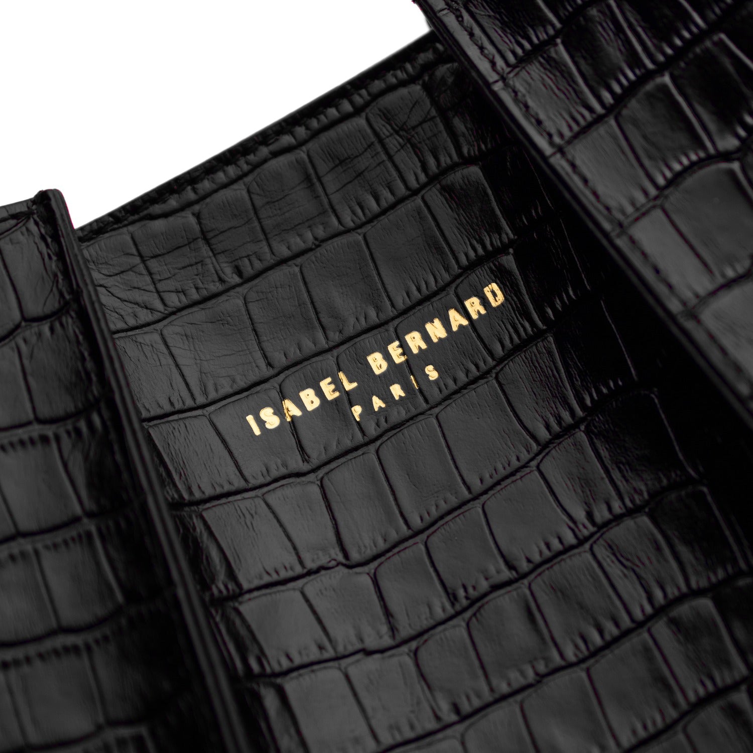 Isabel Bernard Femme Forte Macie Croco Black Calfskin Leather Handbag IB25074-201