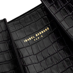 Isabel Bernard Femme Forte Macie Croco Black Calfskin Leather Handbag IB25074-201