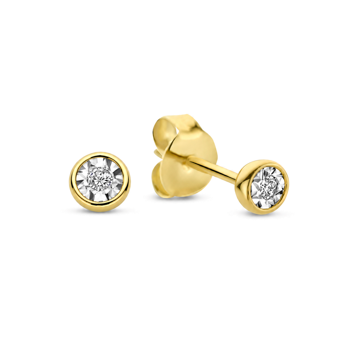 Isabel Bernard De La Paix Inaya 14 Carat Golden Ear Studs | diamond 0.04 ct | IBD360026