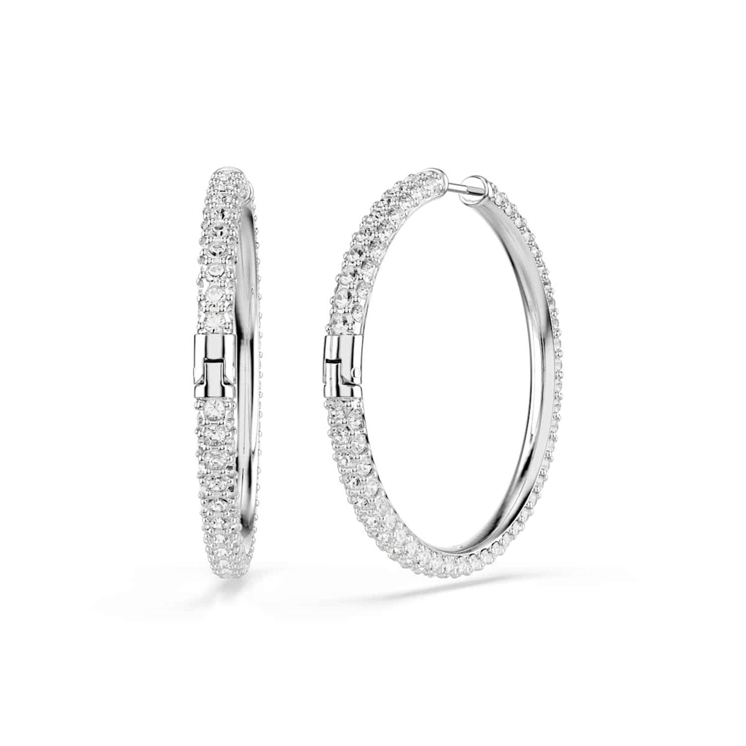 Swarovski Dextera Round Silver-Tone Hoop Earrings 5754156