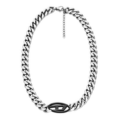 Diesel Oval D Logo Stainless Steel Necklace DX1635931