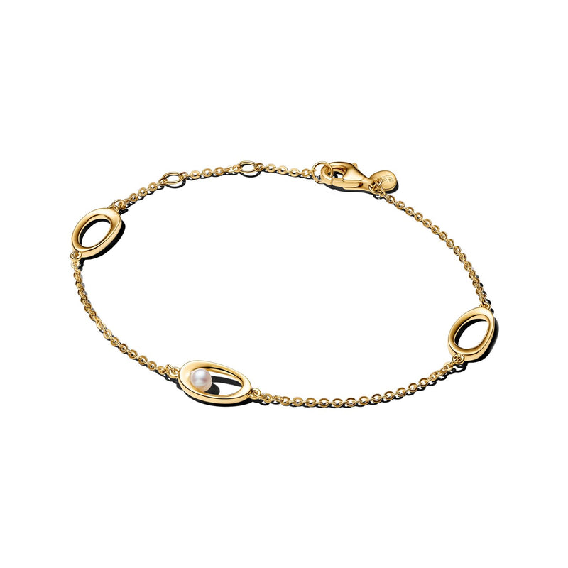 Pandora Essence Bracelet Oval & Treated Freshwater Cultured Pearl De Forme Organique Plaqué Or 564677C01-zoom-