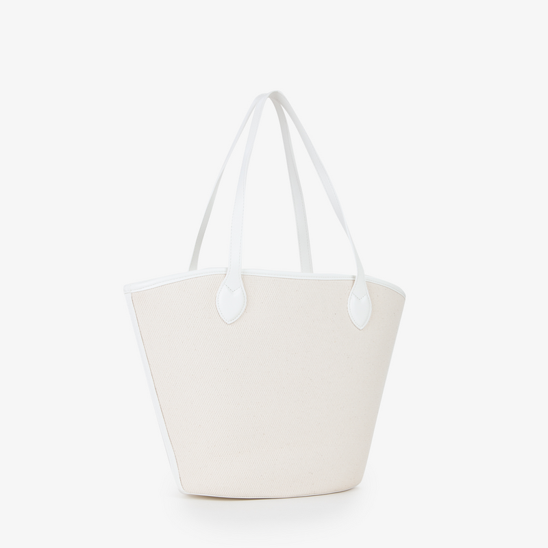 Valentino Bags Covent Sac cabas Covent beige et blanc VBS7QO02CANNATUR/BIANCO-zoom-