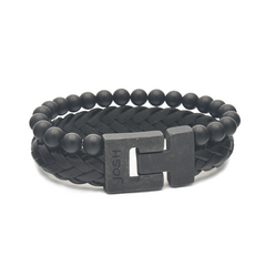 Josh Black Natural Stone Bracelet 25024VB/BLON/LME