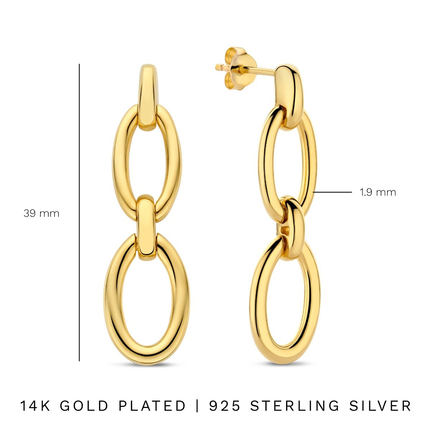 Parte Di Me Bibbiena Poppi Clara 925 Sterling Silver Gold Plated Drop Earrings PDM36188