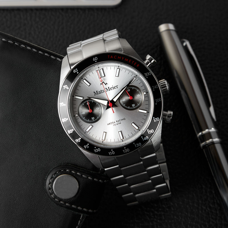 Mats Meier Arosa Racing Hommes Montre Argent MM50011-zoom-