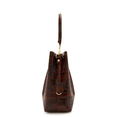 Isabel Bernard Femme Forte Macie Croco Brown Calfskin Leather Handbag IB25074-230
