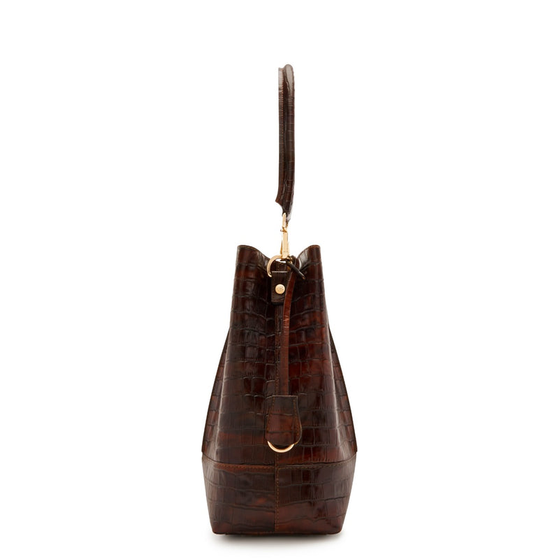 Isabel Bernard Femme Forte Sac à main Macie en cuir de veau marron croco IB25074-230-zoom-