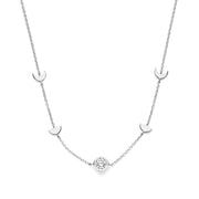 Violet Hamden Luna Collier en Argent 925 Sterling avec Lunes et Pierre de Zircon Blanc VH340043