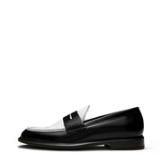 Isabel Bernard Mocassins Vendôme Blandine en cuir de veau noir et blanc IB51015-10176-37
