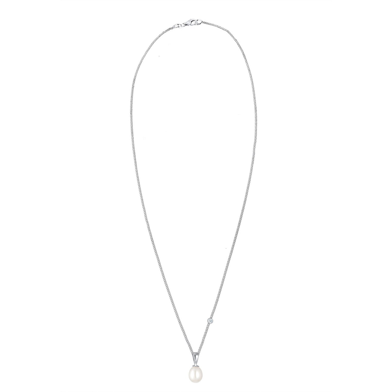 Elli 925 Sterling Silver Pearl Necklace with Diamond 2004-BF-0008078-001