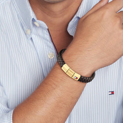 Tommy Hilfiger Leather Bruin Men's Braided Bracelet TJ2790671