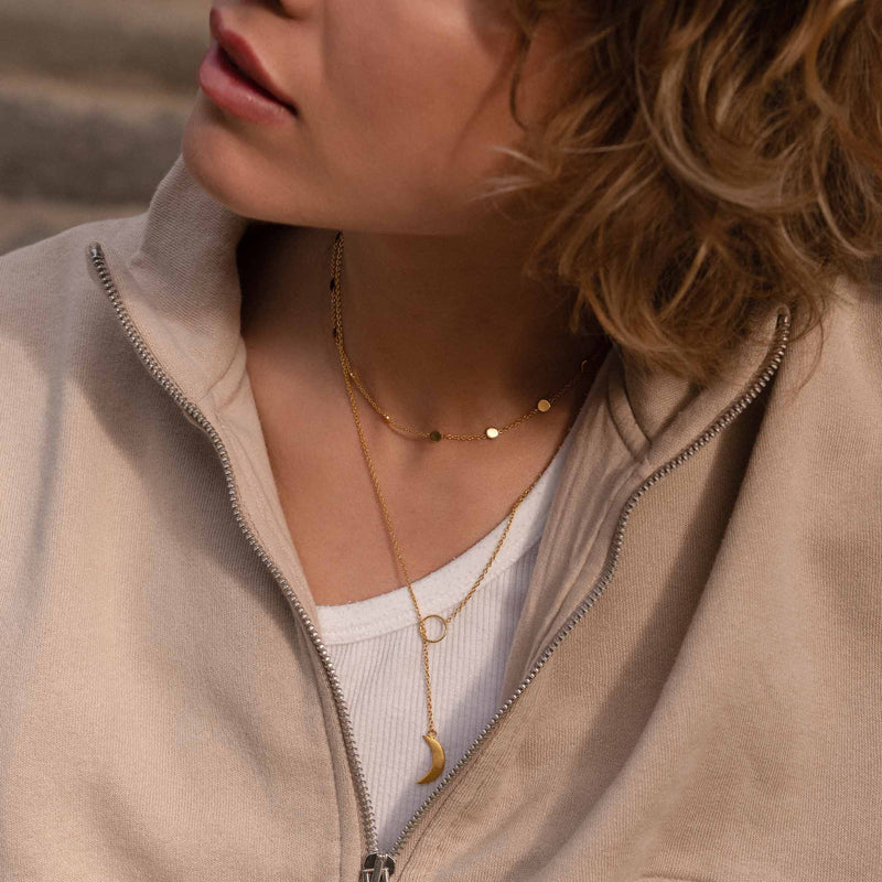 Violet Hamden Luna Ras-du-Cou en Argent 925 Sterling Plaqué Or avec Pièces VH15001-zoom-