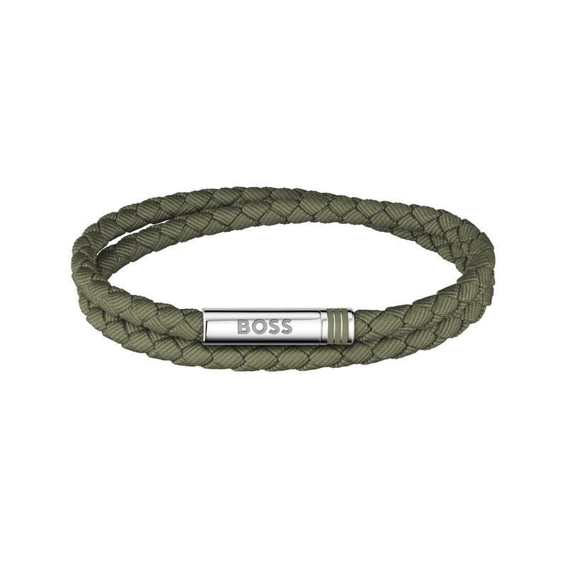 Hugo Boss Fibre Synthétique Vert Homme Bracelet Tressé HBJ1580797-zoom-